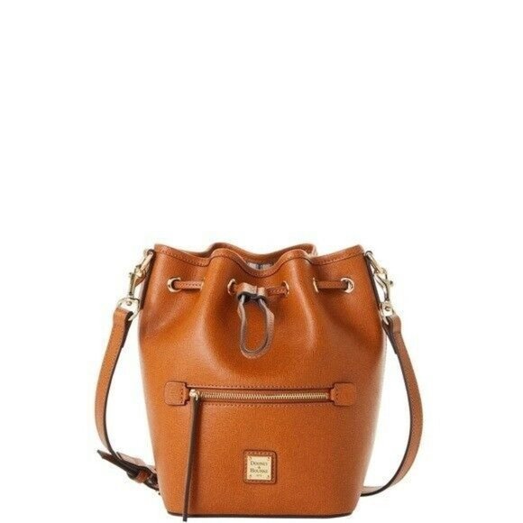 Dooney & Bourke Brown Saffiano Small Drawstring Crossbody Bag - Picture 2 of 9